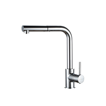 Смеситель для кухни Rossinka Z хром с высоким изливом с вытяжной лейкой с подключением к фильтру однорычажный (Z35-37)