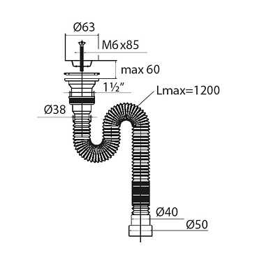 Сифон для раковины Wirquin Virplast 1 1/4х40 мм с выпуском d63 мм (30986362)