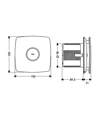 Вентилятор осевой Cata X-Mart 10 Inox 150х150 мм d100 мм серебро
