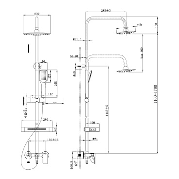 Душевая система Lemark Tropic с верхним душем с лейкой со смесителем хром (LM7002C)