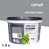 Эмаль универсальная акриловая Радуга Colors серая полуматовая 1,9 л
