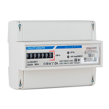 Счетчик электроэнергии Энергомера ЦЭ6803В М7 Р31 трехфазный однотарифный электронный 5(60) А на DIN-рейку