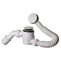 Сифон для ванны McAlpine 1 1/2х50 мм регулируемый полуавтомат с выпуском d70 мм клик-клак с переливом с соединением 40/50 мм (MRB11-WH)