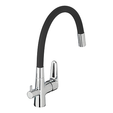 Смеситель для кухни Esko Coral черный/хром с гибким изливом с подключением к фильтру однорычажный (CL 03 B)