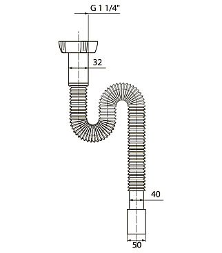 Сифон гофрированный Wirquin 1 1/4х40/50 мм (30718002)