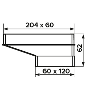 Соединитель эксцентриковый пластиковый для плоских воздуховодов 60х120 мм с плоскими 60х204 мм
