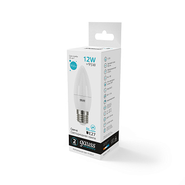 Лампа светодиодная Gauss E27 4100К 12 Вт 950 Лм 175-240 В свеча тонированная