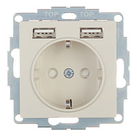 Розетка Systeme Electric AtlasDesign встраиваемая бежевая с заземлением 2хUSB-А (ATN000230)