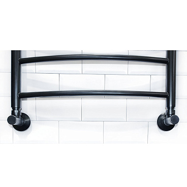 Вентиль с круглой ручкой для полотенцесушителя ЛД 1/2х3/4 черный матовый (2 шт.)