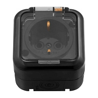 Розетка Svet накладная черная с крышкой (EV 0366-6611)