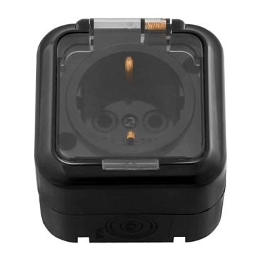 Розетка Svet накладная черная с крышкой (EV 0366-6611)