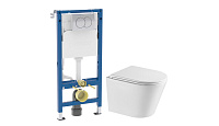 Комплект инсталляции Geberit Delta Doufix с унитазом Corsa Deco NX Tornado с кнопкой хром и сиденьем дюропласт микролифт