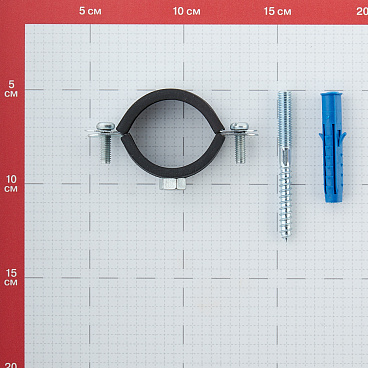 Хомут сантехнический 1 1/4" 42-45 мм оцинкованная сталь со шпилькой и дюбелем