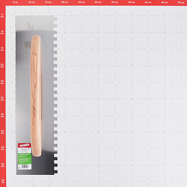 Гладилка зубчатая Wenzo 480х130 мм зуб 10х10 мм для клея с деревянной ручкой