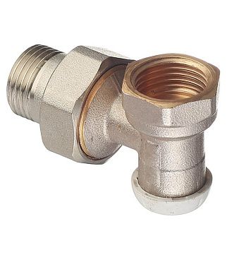 Клапан запорный угловой Tiemme 1/2 НР(ш) х 1/2 ВР(г) для радиатора (3230001)