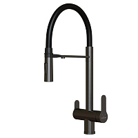 Смеситель для кухни Mixline MLSS-0401BL графит с гибким изливом с подключением к фильтру однорычажный (556015)