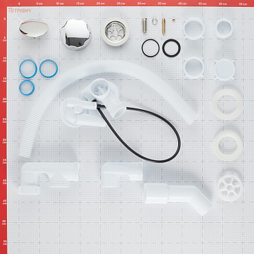 Сифон для ванны АНИ пласт 1 1/2х40 мм регулируемый с выпуском d70 мм с соединением 40/50 мм (EM421DIY)