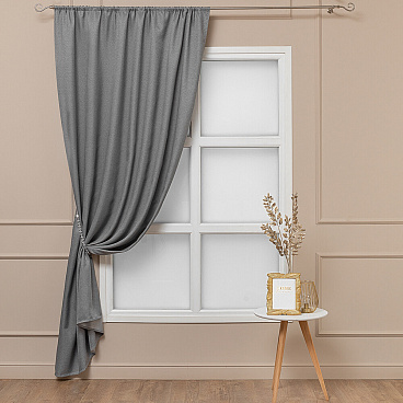 Штора имитация льна серая 160х260 см Amore Mio (94615)