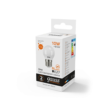 Лампа светодиодная Gauss E27 3000К 10 Вт 710 Лм 175-240 В шар тонированная