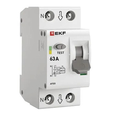 Устройство защиты от дугового пробоя EKF PROxima 63-pro 2P 63А 230 В на DIN-рейку (afdd-2-63-pro)