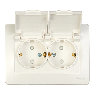 Розетка Systeme Electric Blanca встраиваемая молочная со шторками (BLNRS441122)