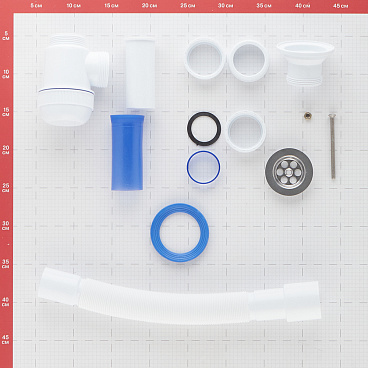 Сифон для раковины и мойки Wirquin Virplast 1 1/2х40 мм с выпуском d63 мм с соединением 40/50 мм (30986780)