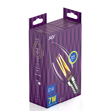 Лампа светодиодная филаментная Rev E14  2700К 7 Вт 220 В свеча