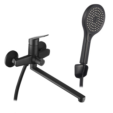 Смеситель для ванны Corsa Deco KX черный матовый однорычажный с длинным изливом с лейкой (FBTKX3B)