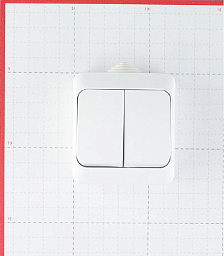 Выключатель Systeme Electric Этюд двухклавишный накладной белый (BA10-042B)