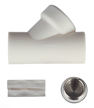 Фильтр полипропиленовый Valtec косой 25 мм В/В сетчатый (VTp.786.0.025)