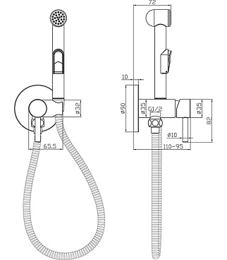 Смеситель с гигиеническим душем встраиваемый Rossinka X со скрытой частью в комплекте хром (X25-51)