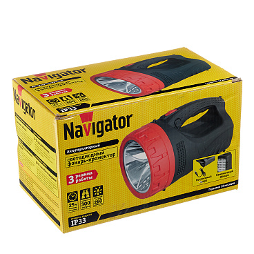 Фонарь ручной Navigator светодиодный 25 LED 5 Вт аккумуляторный SLA 6000 мАч пластик