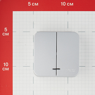 Выключатель Systeme Electric Blanca двухклавишный накладной алюминий с подсветкой (BLNVA105113)