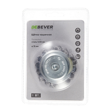 Кордщетка для дрели Debever витая жесткая чашеобразная d75 мм (DB80163415)