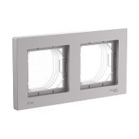 Рамка Systeme Electric AtlasDesign Aqua двухместная алюминий (ATN440302)