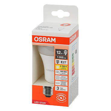 Лампа светодиодная Osram E27 2700К 12 Вт 1055 Лм 230 В груша A60 матовая