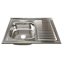 Мойка для кухни Mixline 80х60х18 см накладная левая с крылом с сифоном сталь (528180)