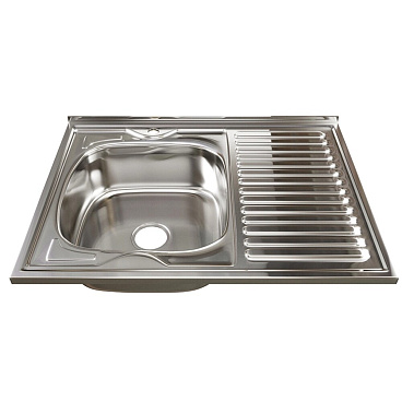 Мойка для кухни Mixline 80х60х18 см накладная левая с крылом с сифоном сталь (528180)