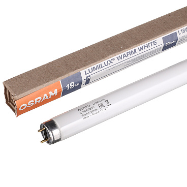 Лампа люминесцентная Osram G13 T8 18 Вт 3000К теплый свет трубка 590 мм (129487/1242)