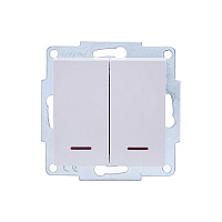 Выключатель Lezard Vesna двухклавишный встраиваемый белый с подсветкой (742-0288-112)