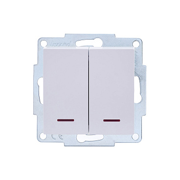 Выключатель Lezard Vesna двухклавишный встраиваемый белый с подсветкой (742-0288-112)