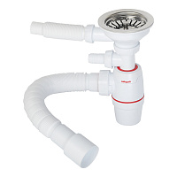 Сифон для мойки Wirquin Neo 3 1/2х40/50 мм с выпуском d114 мм с переливом с соединением 40/50 мм (30987091)