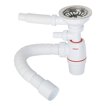 Сифон для мойки Wirquin Neo 3 1/2х40/50 мм с выпуском d114 мм с переливом с соединением 40/50 мм (30987091)