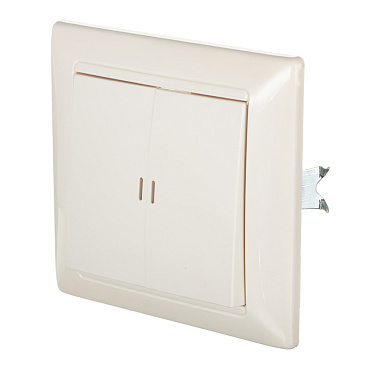 Выключатель Svet двухклавишный встраиваемый бежевый с подсветкой (SV1001-0011)