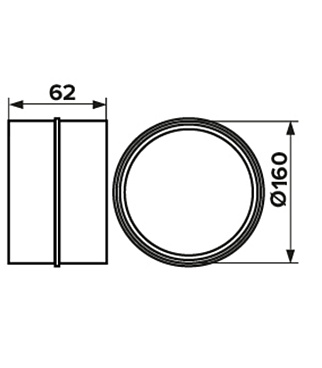 Соединитель для круглых воздуховодов ERA пластиковый d160 мм