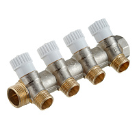 Коллектор Stout 3/4 ВР(г) х 4 выхода 1/2 НР(ш) х 3/4 НР(ш) регулируемый (SMB 6851 341204)