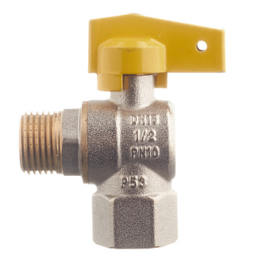 Кран шаровой газовый СТМ 1/2 ВР(г) х 1/2 НР(ш) бабочка угловой