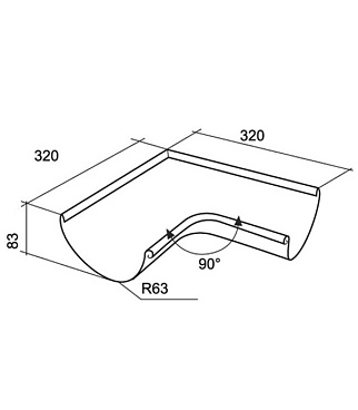 Угол желоба Grand Line металлический внутренний d125 мм 90° белый RAL 9003