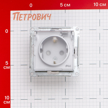 Розетка Systeme Electric AtlasDesign Aqua встраиваемая алюминий со шторками с крышкой (ATN440346)