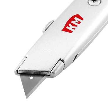 Нож строительный КМ 19 мм с трапециевидным выдвижным лезвием металлический корпус